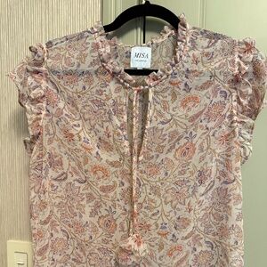 Misa Los Angeles Floral Pring V-Neck Blouse